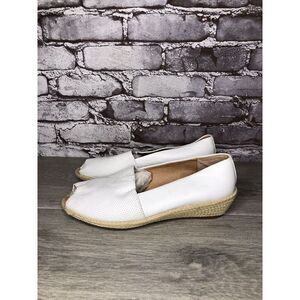 Kenneth Cole Gentle Souls White Leather Woven Wedge Sandals Women Sz 8.5M US/39